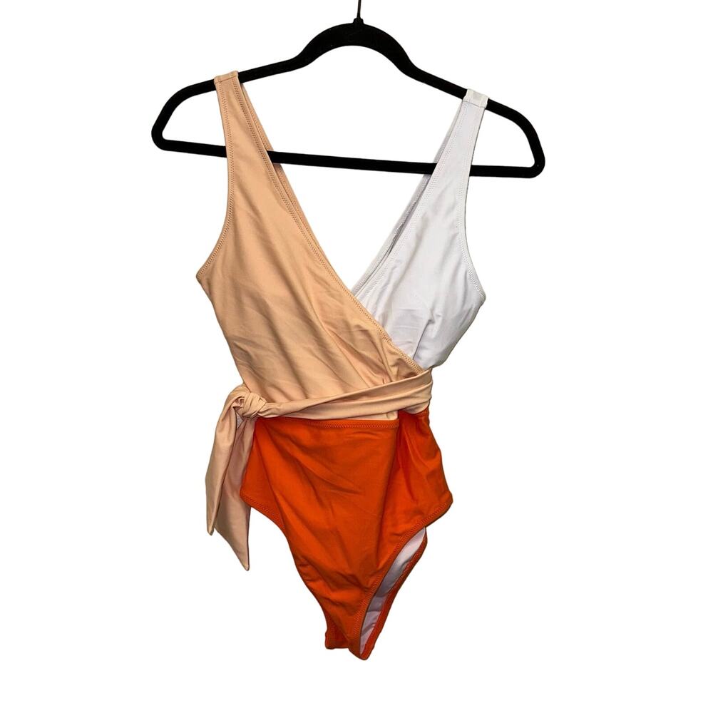Cupshe Color Block One Piece Swimsuit Wrap Tie NWT Small